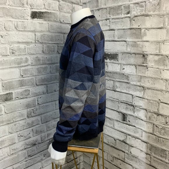 Vintage 90s Geometric Print Dad Office Grunge Corpcore Knit Crewneck Sweater - Picture 4 of 12